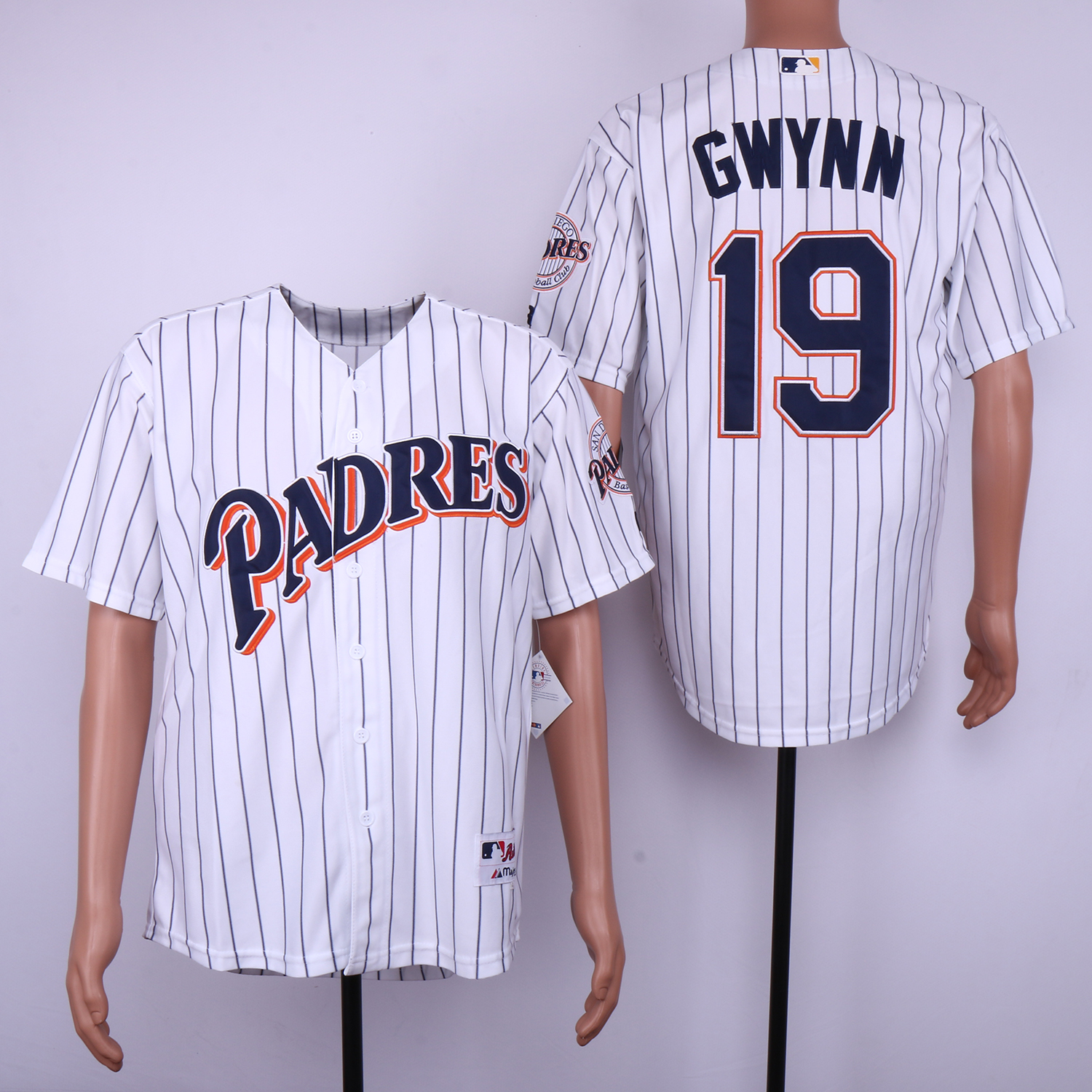 Men San Diego Padres #19 Gwynn White Throwback MLB Jerseys
